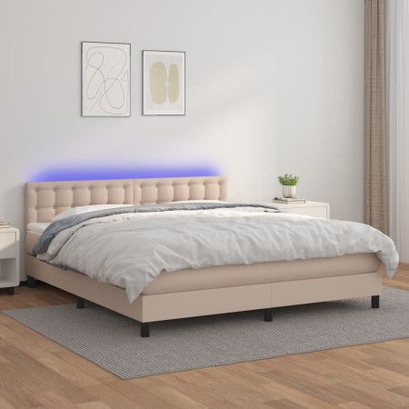 Boxspringbett LED-Matratze Kunstleder Cappuccino 180x200cm von , Betten und Lattenroste - Ref: Foro24-3134242, Preis: 546,48 ...