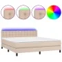 Box spring bed LED mattress cappuccino synthetic leather 180x200cm by , Beds and slatted bases - Ref: Foro24-3134242, Price: ...