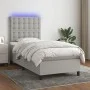 Box spring bed mattress and LED lights light gray fabric 80x200 cm by , Beds and slatted bases - Ref: Foro24-3135149, Price: ...