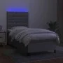 Box spring bed mattress and LED lights light gray fabric 80x200 cm by , Beds and slatted bases - Ref: Foro24-3135149, Price: ...