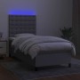 Boxspringbettmatratze und LED-Leuchten aus hellgrauem Stoff 80x200 cm von , Betten und Lattenroste - Ref: Foro24-3135149, Pre...
