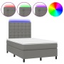 Box spring bed with mattress and LED dark gray fabric 120x200 cm by , Beds and slatted bases - Ref: Foro24-3135182, Price: 44...