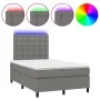 Box spring bed with mattress and LED dark gray fabric 120x200 cm by , Beds and slatted bases - Ref: Foro24-3135182, Price: 41...