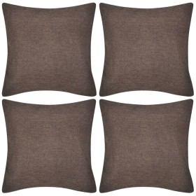 4 fundas marrones para cojines de imitación de lino, 40 x 40 cm
