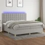 Cama box spring con colchón tela y LED gris claro 200x200 cm de , Camas y somieres - Ref: Foro24-3135781, Precio: 646,66 €, D...