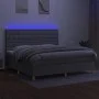 Box spring bed with fabric mattress and light gray LED 200x200 cm by , Beds and slatted bases - Ref: Foro24-3135781, Price: 6...