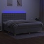 Cama box spring con colchón tela y LED gris claro 200x200 cm de , Camas y somieres - Ref: Foro24-3135781, Precio: 647,14 €, D...