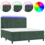 Box spring bed with mattress and LED dark green velvet 180x200cm by , Beds and slatted bases - Ref: Foro24-3136380, Price: 64...