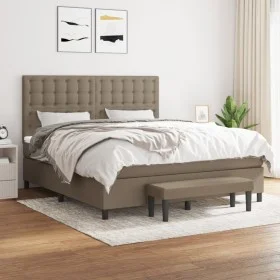 Box spring bed with taupe gray fabric mattress 160x200 cm by , Beds and slatted bases - Ref: Foro24-3136929, Price: 632,19 €,...