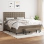 Box spring bed with taupe gray fabric mattress 160x200 cm by , Beds and slatted bases - Ref: Foro24-3136929, Price: 639,36 €,...