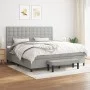 Box spring bed with light gray fabric mattress 200x200 cm by , Beds and slatted bases - Ref: Foro24-3136941, Price: 789,85 €,...