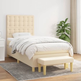 Box spring bed with cream fabric mattress 90x190 cm by , Beds and slatted bases - Ref: Foro24-3137442, Price: 380,46 €, Disco...