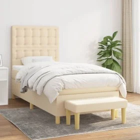 Boxspringbett mit cremefarbener Stoffmatratze 90x190 cm von , Betten und Lattenroste - Ref: Foro24-3137442, Preis: 373,19 €, ...