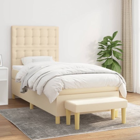 Boxspringbett mit cremefarbener Stoffmatratze 90x190 cm von , Betten und Lattenroste - Ref: Foro24-3137442, Preis: 380,46 €, ...