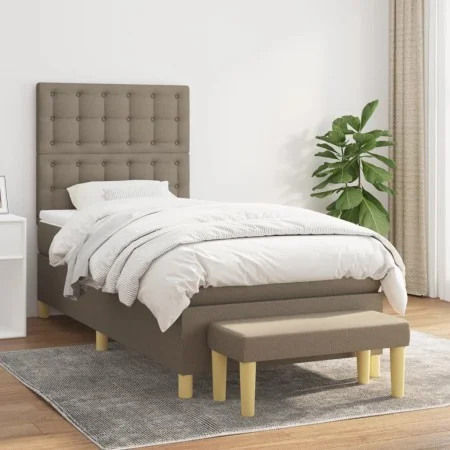 Box spring bed with taupe gray fabric mattress 90x200 cm by , Beds and slatted bases - Ref: Foro24-3137449, Price: 411,63 €, ...