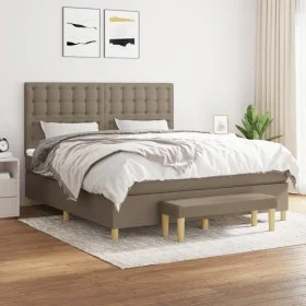 Box spring bed with taupe gray fabric mattress 160x200 cm by , Beds and slatted bases - Ref: Foro24-3137489, Price: 628,22 €,...