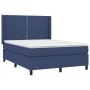 Box spring bed mattress and LED lights blue fabric 140x190 cm by , Beds and slatted bases - Ref: Foro24-3138235, Price: 495,6...