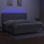 Box spring bed with fabric mattress and light gray LED 200x200 cm by , Beds and slatted bases - Ref: Foro24-3138661, Price: 7...