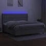 Box spring bed with fabric mattress and light gray LED 200x200 cm by , Beds and slatted bases - Ref: Foro24-3138661, Price: 7...