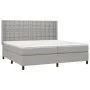 Box spring bed with fabric mattress and light gray LED 200x200 cm by , Beds and slatted bases - Ref: Foro24-3138661, Price: 7...