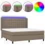 Box spring bed with mattress and LED lights taupe gray fabric 160x200 cm by , Beds and slatted bases - Ref: Foro24-3138649, P...