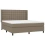 Box spring bed with mattress and LED lights taupe gray fabric 160x200 cm by , Beds and slatted bases - Ref: Foro24-3138649, P...