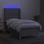 Box spring bed mattress and LED lights light gray fabric 80x200 cm by , Beds and slatted bases - Ref: Foro24-3139149, Price: ...