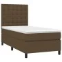 Box spring bed with dark brown fabric mattress 100x200 cm by , Beds and slatted bases - Ref: Foro24-3142076, Price: 370,83 €,...