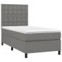 Box spring bed with dark gray fabric mattress 100x200 cm by , Beds and slatted bases - Ref: Foro24-3142074, Price: 356,94 €, ...