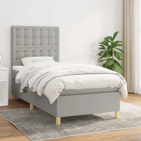Box spring bed with light gray fabric mattress 80x200 cm by , Beds and slatted bases - Ref: Foro24-3142609, Price: 328,33 €, ...