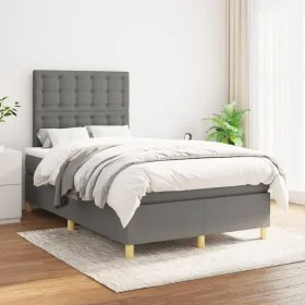 Box spring bed with dark gray fabric mattress 120x200 cm by , Beds and slatted bases - Ref: Foro24-3142642, Price: 396,73 €, ...