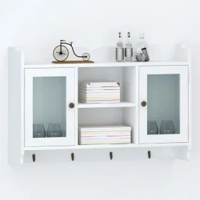 Wall cabinet display shelf glass MDF white books/DVD by vidaXL, Shelves and shelves - Ref: Foro24-242435, Price: 116,01 €, Di...