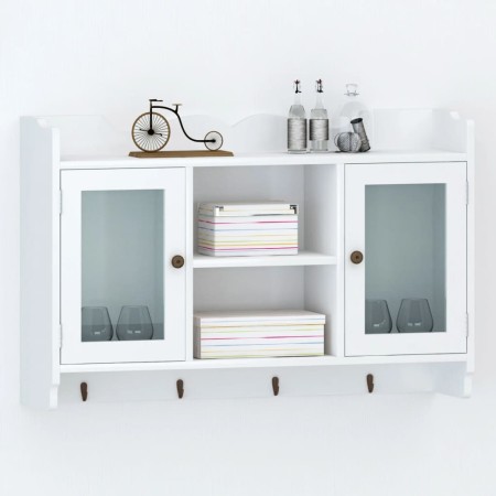 Wall cabinet display shelf glass MDF white books/DVD by vidaXL, Shelves and shelves - Ref: Foro24-242435, Price: 96,33 €, Dis...