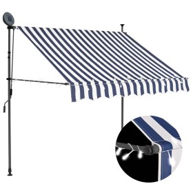 Toldo manual retráctil con LED azul y blanco 150 cm Toldo manual retráctil con LED azul y blanco 150 cm