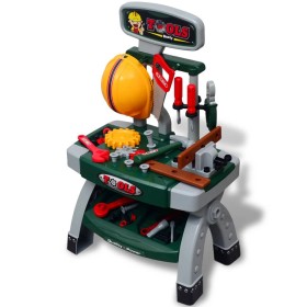 Mesa de trabajo de juguete para niños con herramientas (Verde +