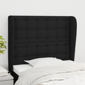 Kopfteil mit Ohren aus schwarzem Stoff, 103 x 23 x 118/128 cm von , Kopf- und Fußteile - Ref: Foro24-3118382, Preis: 87,06 €,...