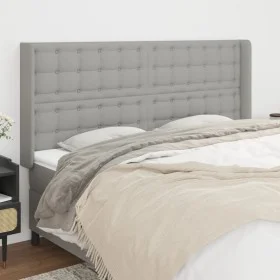 Headboard with light gray fabric ears 163x16x118/128 cm by , Headboards and footboards - Ref: Foro24-3120020, Price: 130,64 €...