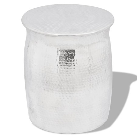 Silberner Hocker/Couchtisch aus gehämmertem Aluminium von vidaXL, Seitentische - Ref: Foro24-242324, Preis: 84,69 €, Rabatt: %
