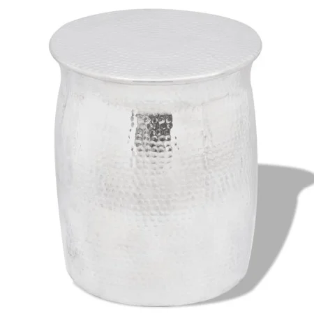 Taburete/mesita de centro de aluminio martillado plateado de vidaXL, Mesas auxiliares - Ref: Foro24-242324, Precio: 83,42 €, ...