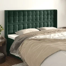 Headboard with dark green velvet ears 203x16x118/128cm by , Headboards and footboards - Ref: Foro24-3120083, Price: 150,74 €,...
