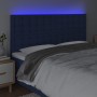 Kopfteil mit LED-Lichtern aus blauem Stoff, 200 x 5 x 118/128 cm von , Kopf- und Fußteile - Ref: Foro24-3122886, Preis: 126,9...