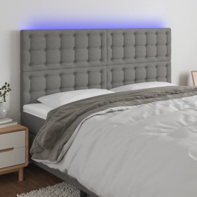 Headboard with LED lights dark gray fabric 160x5x118/128 cm by , Headboards and footboards - Ref: Foro24-3122865, Price: 172,...