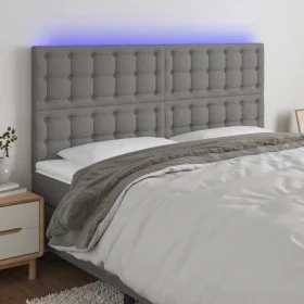 Headboard with LED lights dark gray fabric 160x5x118/128 cm by , Headboards and footboards - Ref: Foro24-3122865, Price: 167,...