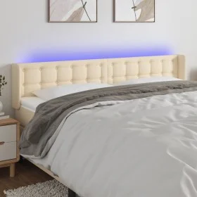 Kopfteil aus cremefarbenem Stoff mit LED 163x16x78/88 cm von , Kopf- und Fußteile - Ref: Foro24-3123681, Preis: 78,47 €, Raba...