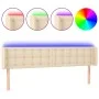 Cabecero con LED de tela crema 163x16x78/88 cm de , Cabeceros y pies de cama - Ref: Foro24-3123681, Precio: 78,46 €, Descuent...