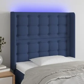 Blue fabric headboard with LED 103x16x118/128 cm by , Headboards and footboards - Ref: Foro24-3124478, Price: 81,65 €, Discou...