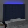 Cabecero con LED de tela azul 103x16x118/128 cm de , Cabeceros y pies de cama - Ref: Foro24-3124478, Precio: 81,59 €, Descuen...