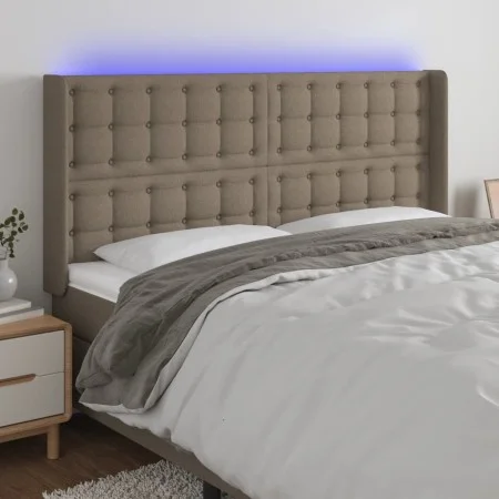 Headboard with LED in taupe gray fabric 163x16x118/128 cm by , Headboards and footboards - Ref: Foro24-3124492, Price: 135,60...