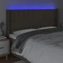 Headboard with LED in taupe gray fabric 163x16x118/128 cm by , Headboards and footboards - Ref: Foro24-3124492, Price: 135,60...