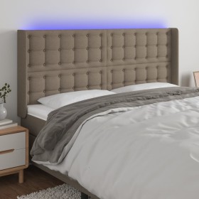 Taupe gray fabric headboard with LED 203x16x118/128 cm by , Headboards and footboards - Ref: Foro24-3124508, Price: 157,37 €,...